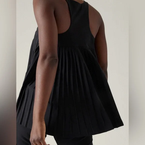ATHLETA Swing Forward Pleated Tank, Black, L - Picture 2 of 12
